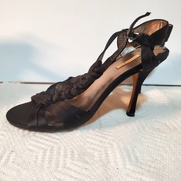 Max Studio Black Satin Strappy Heels . SIZE 7. - Picture 3 of 5